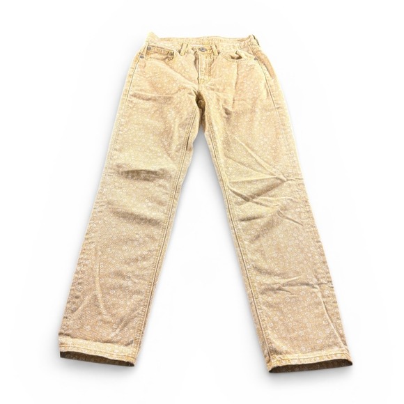 American Eagle Outfitters Denim - American Eagle Womens Size 00 Floral Print High Rise Straight Jeans Yellow